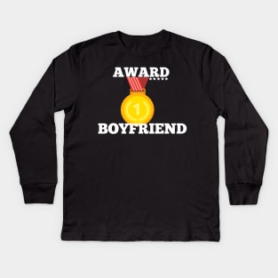 Award Trophy Best Boyfriend i love my boyfriend gift Kids Long Sleeve T-Shirt